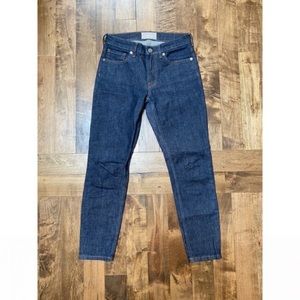 Everlane Authentic Stretch High Rise Skinny Ankle Jeans Mid Blue.
